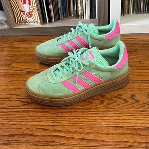 Adidas Gazelle Bold Pulse Mint Screaming Pink Women Size 10.5